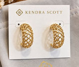 Kendra Scott Krista Lace Huggie Earrings Gold Tone NWT 9608873774 Photo 0