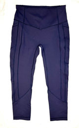 LULULEMON High Rise Pocket Leggings Crop Women’s 8 Navy Blue Activewear Yoga Photo 0