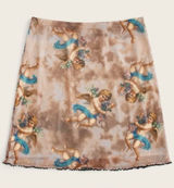 Mesh Cherub Angel Print Mini Skirt Y2K Renaissance Grunge Whimsigoth Cupid LG Photo 0