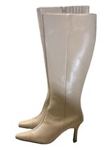 Terry Lewis Classic Luxuries Cream Leather Knee High Boots Pointed Toe Size 8M Photo 0