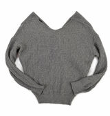 Zanzea Oversized Knit Sweater Gray Twist Front Back V Neck Chunky Cozy‎ Boho Photo 0