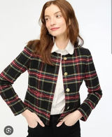 J. Crew Factory Size 8 Stewart Tartan Wool Blend Lady Jacket Cropped Preppy Photo 0