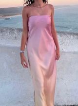 Satin Midi Dress (pink & yellow) Photo 0