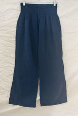 Lotus & Luna Wide-Leg Smocked Waist Gauze Pants in Navy Photo 0