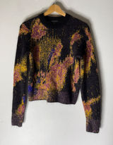 Rag & bone multicolor pink black orange mohair alpaca crew neck sweater XS‎ Photo 0