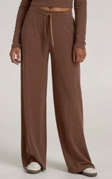 American Tall Waffle Knit Wide Leg Pants Size Medium Extra Tall Brown Lounge Photo 0