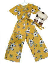 Romper Jumpsuit yellow floral size small by sienna sky perfect for fall w denim Photo 0