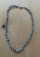 Handmade Black & White Glass Seed Bead Choker Necklace Screw Clasp 15.5" Photo 0