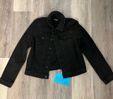 d.jeans Denim Jacket Womens Medium Black Stretch Cropped Trucker Button Front Photo 0