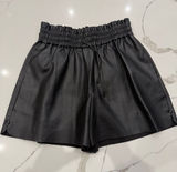 Zara Black High-Waist Faux Leather Paperbag Shorts NWOT Photo 0