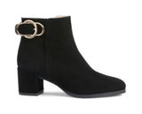 Ron White Jozie Weatherproof Black Suede Booties‎ Gold Buckle EU 35.5 US 5.5 Photo 0
