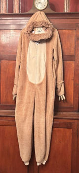 Celebrate Halloween Sloth Union Suit Womens L 12-14 Plush Hooded Pajama‎ Costume Photo 0