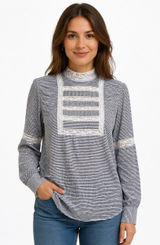 Ralph Lauren Womens Shirt Blouse Med Lace Trim Victorian Cottagecore Soft Girl Photo 0