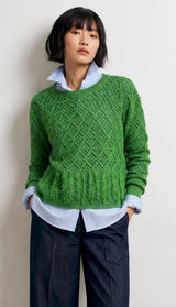 J Crew Pointelle Crewneck Sweater with Fringe Photo 0