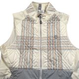 Peter Millar Lizzie Hybrid Vest Womens Large Cream Gray Plaid Quilted Full Zip Photo 0