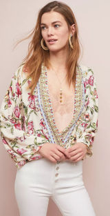 Anthropologie Idalia‎ Floral Jacket Kimono OS One Size Women's Blouse Top Shirt Photo 0