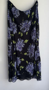 Vintage Assymetrical Chiffon Black And Floral Mid Length ‎ Women's Skirt Size 12 Photo 0