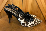 WHITE HOUSE BLACK MARKET Jacquie Calf Hair Leather Sz 7.5M Slingbacks Photo 0