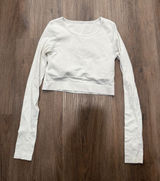 Lululemon Ebb to Street Long Sleeve Crop Top White Ribbed Knit‎ Size 4-6 Photo 0
