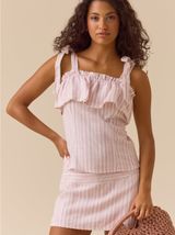 Altar’d State Ava Linen Striped Skort Photo 0