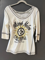 NFL Pittsburgh Steelers Womens White 3/4 Sleeve Graphic Top Scoop Neck Size M Photo 0