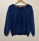 J CREW Cashmere relaxed V-neck Sweater Size Large Blue BA394 Photo 0