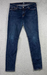 7 For All Mankind‎ The Skinny Jeans Women 31x29 Dark Wash Denim Stretch Pants Photo 0
