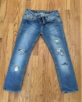 Rock Revival Women's Heidi Capri Jeans Distressed Embellished Denim Size‎ 30 Photo 0