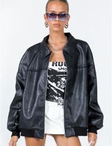 Princess Polly Goldsmith Faux Leather Bomber Jacket Photo 0