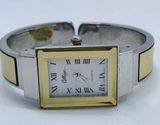 Collage ladies 20mm quartz analog cuff bracelet two tone watch size 6” runs Photo 0