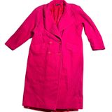 Vintage Wool Fuschia‎ Double Breasted Overcoat Made in USA Pink Heavy Photo 0