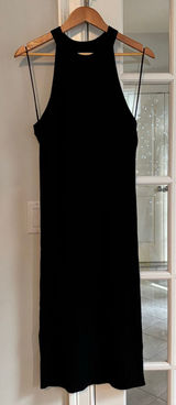 Old Navy Fitted Sleeveless Rib-Knit Midi Sweater Dress Ribbed Black Large Tank Photo 0