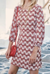 Boden US 8 NEW Lucie Brown/White Palm Leaf Print Mini‎ Dress Photo 0
