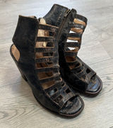 Bed Stu Occam Caged Block Heel Sandals Size 9 Dark Brown 100% Leather‎ Photo 0