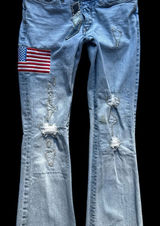 y2k parasuco denim cult Light Blue Embellished usa flag Jeans 28x28 lowrise gems Photo 0