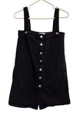 Urban Outfitters BDG Denim‎ Pinafore Dress Black Button Front XS Indie 90s Style Photo 0