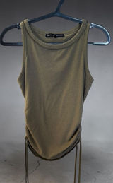 White House Black Market Olive Green Ruched‎ Side-Tie Tank Top Photo 0