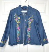 Willow Ridge Vintage NEW‎ Lightweight Floral Embroidered Denim Jacket Shirt Photo 0