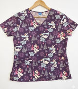 Disney Olaf Frozen Scrub Top size small Purple Chill Out Pediatric Nursing top Photo 0