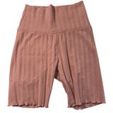 OFFLINE by Aerie‎ Ribbed High Waisted Biker Shorts Pink Lettuce Edge S 0785-3234 Photo 0