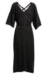 Ganni Size 38 Viscose Jacquard Midi Black Dress Photo 0