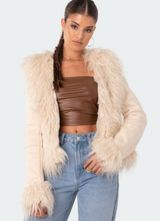 Edikted Feather Tan Coat Photo 0