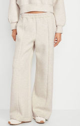 Old Navy High Waisted Bounce Fleece Wide Leg Sweatpants in Oatmeal Heather Photo 0
