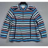 Crown & Ivy Woman’s Top 3X Blue/Orange 1/4 Zip Stripe Casual French Terry Photo 0