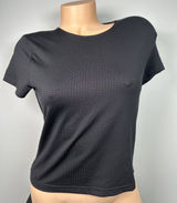 Vintage DKNY Medium Womens Top Tee Black Stretch Short Sleeve 90s Grunge Shirt Photo 0
