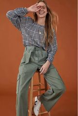 Anthro‎ Pilcro Shari Plaid Smocked Blouse Cottagecore Boho Top Sz M Photo 0