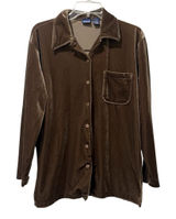 Vintage Honors Small Brown Velvet Button Down Shirt‎ Y2K Soft Vamp Retro Lounge Photo 0