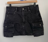 Aritzia Denim Forum 25 90s Mid Rise Cargo Mini Skirt Washed Black Grunge Photo 0