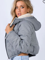 The Keir Puffer Jacket Black and White with Hood Size M/L Photo 0