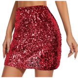 NWOT Red Sequin‎ Bodycon Mini Skirt Elastic Waist Stretch - Medium Photo 0